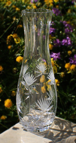 Vase cristallin étain décor fleurs 4014 sur